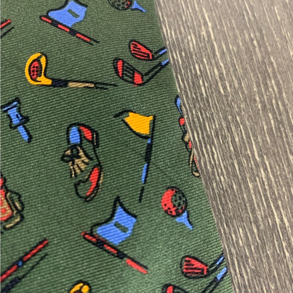 Lauren Ralph Lauren Mens Silk Necktie Golf Balls Clubs Tees Handmade Retro Sport - Picture 5 of 12
